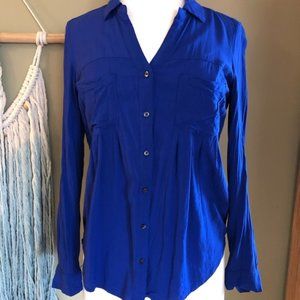 Anthropologie S Maeve royal button down blouse
